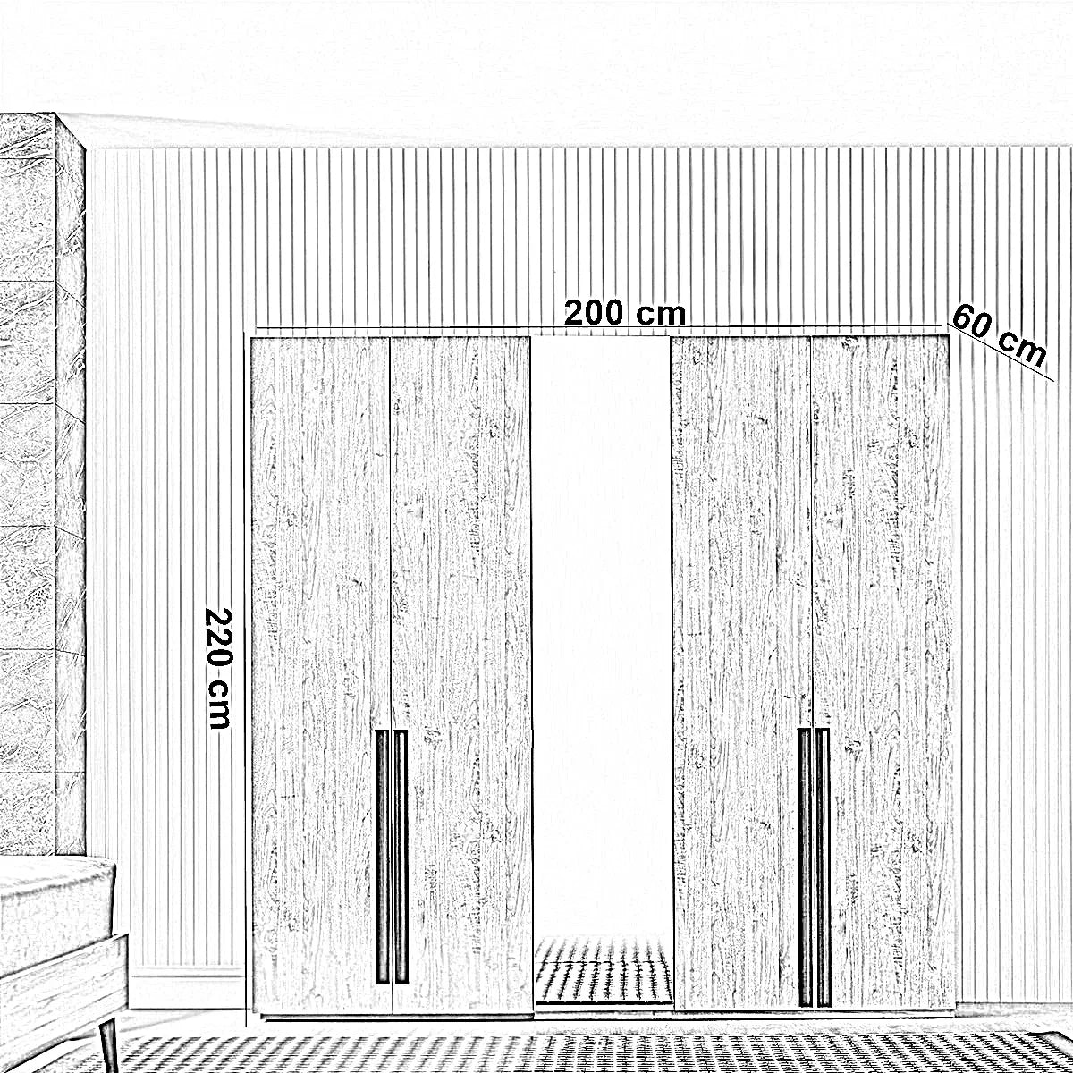 دولاب ام دي اف تايلاندي، 200*60*220 سم