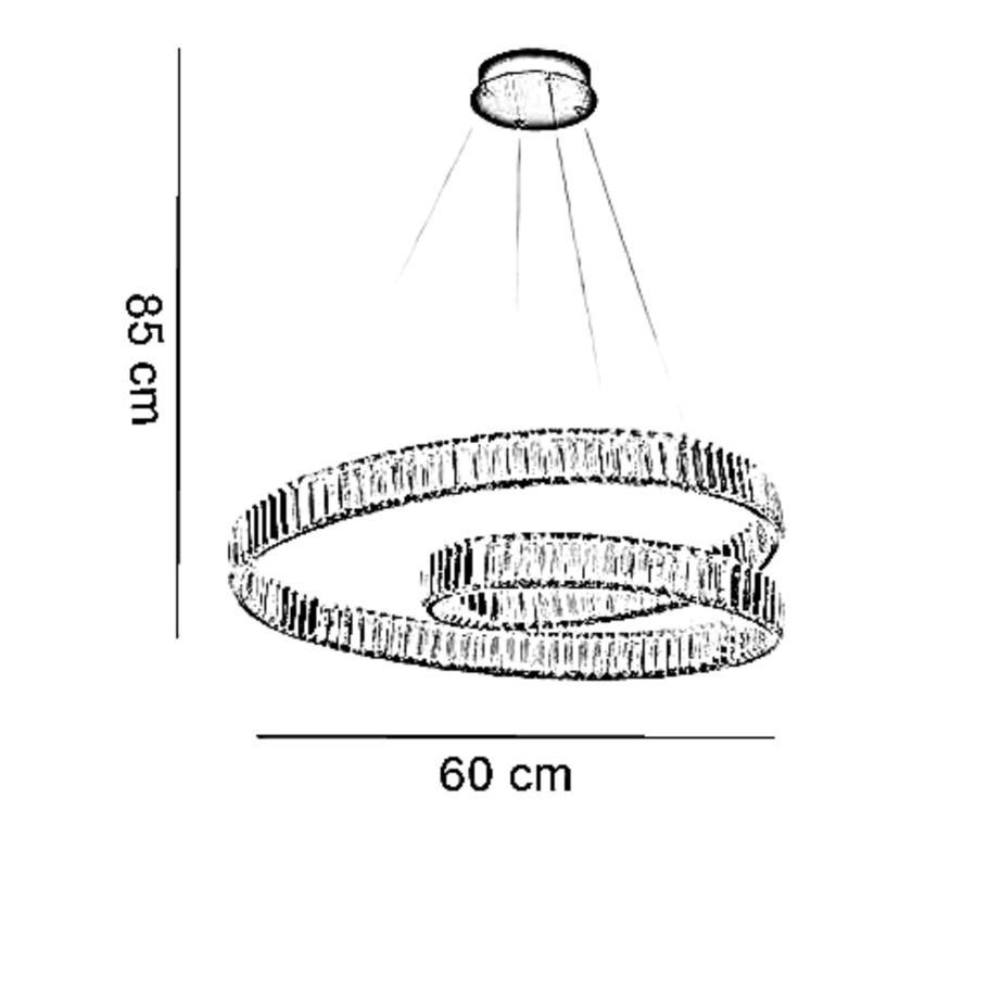 نجفة ستيل و كريستال، 60*85 سم- ذهبي
