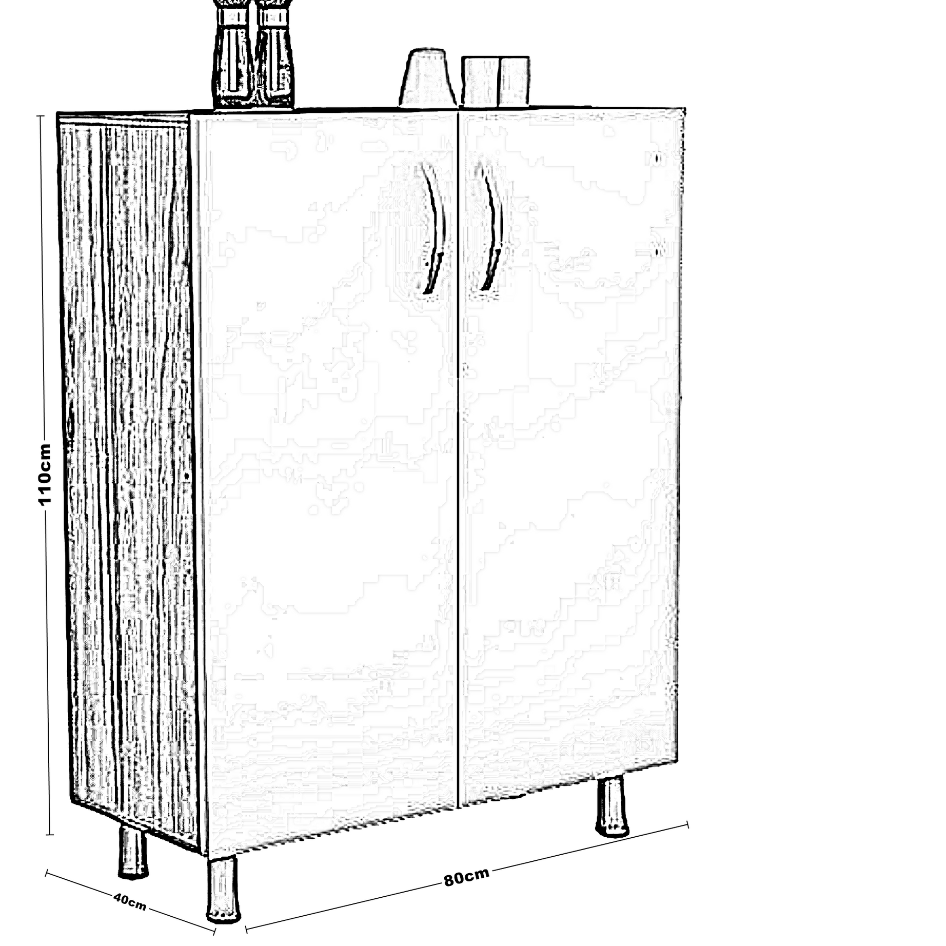 وحدة تخزين خشب ام دي اف، 80*40*110 سم