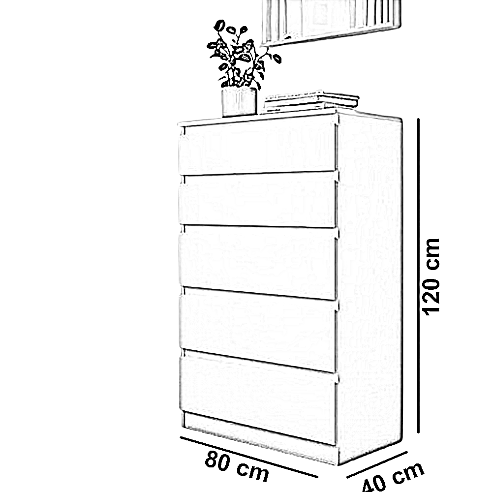 وحدة أدراج خشب ام دي اف، 80*40*120 سم