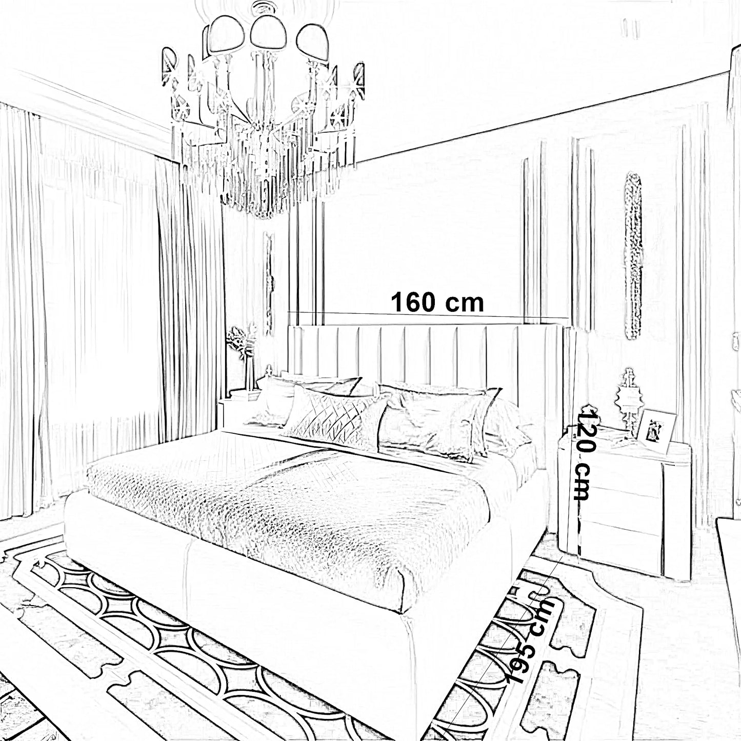 سرير كينج خشب موسكي، 160*195*120 سم