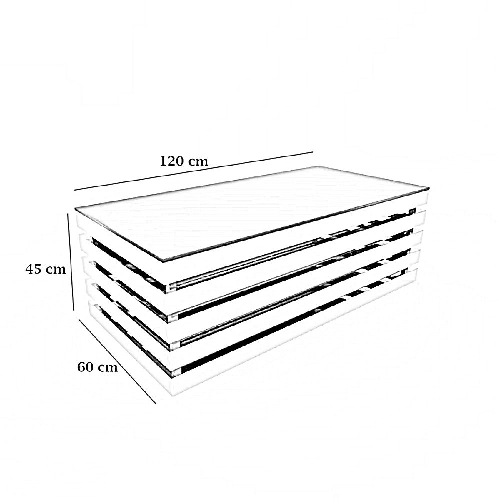 ترابيزة قهوة بسطح زجاجي، 120*60*45 سم
