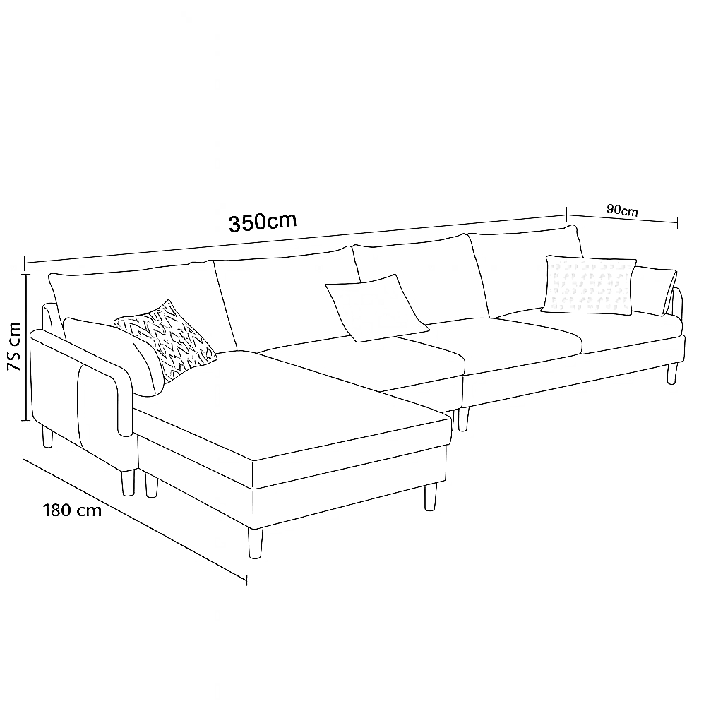 ركنة خشب زان، 350*180*75 سم