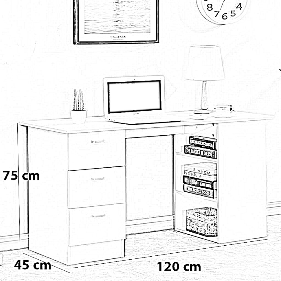 مكتب خشب ام دي اف، 120*45*75 سم