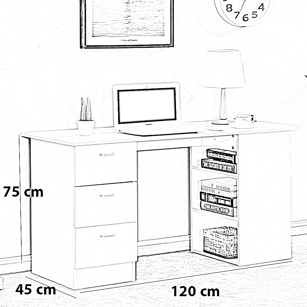 مكتب خشب ام دي اف، 120*45*75 سم
