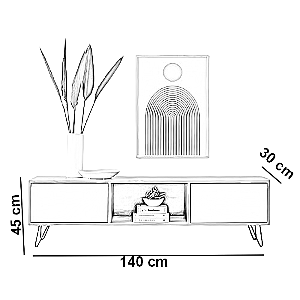 ترابيزة تليفزيون خشب ام دي اف، 140*30*45 سم