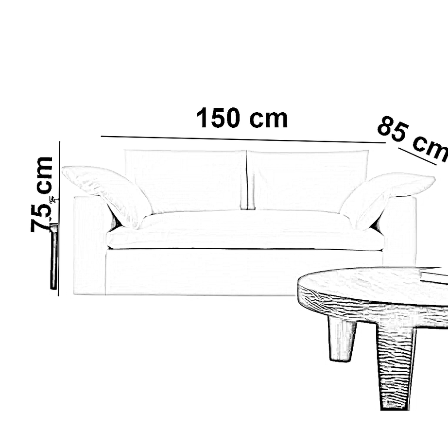 كنبة خشب زان، 150*85*70 سم