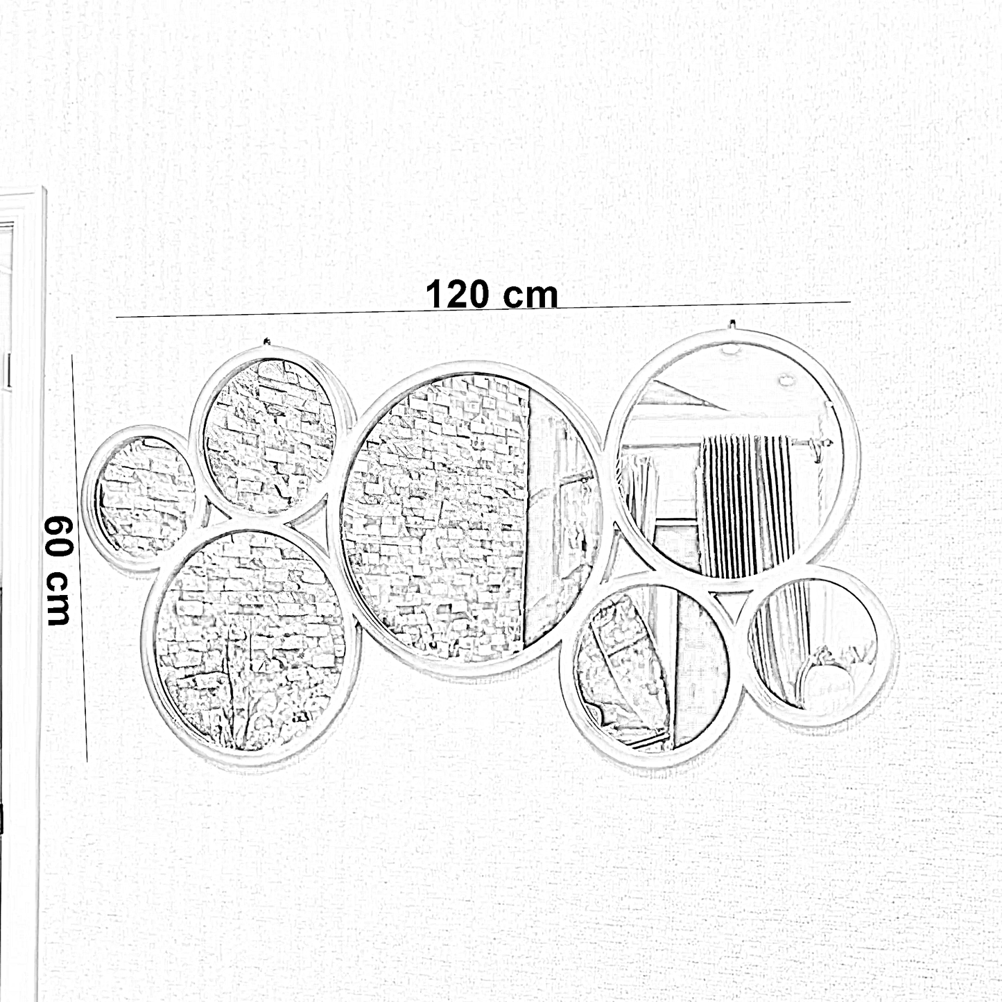 مرايا حائط بإطار خشب ام دي اف، 120*2*60 سم