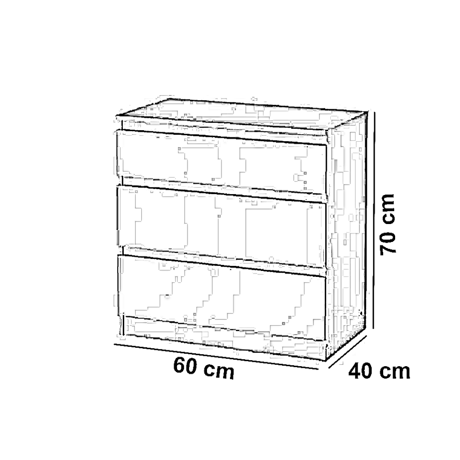 وحدة أدراج خشب ام دي اف، 60*40*70 سم