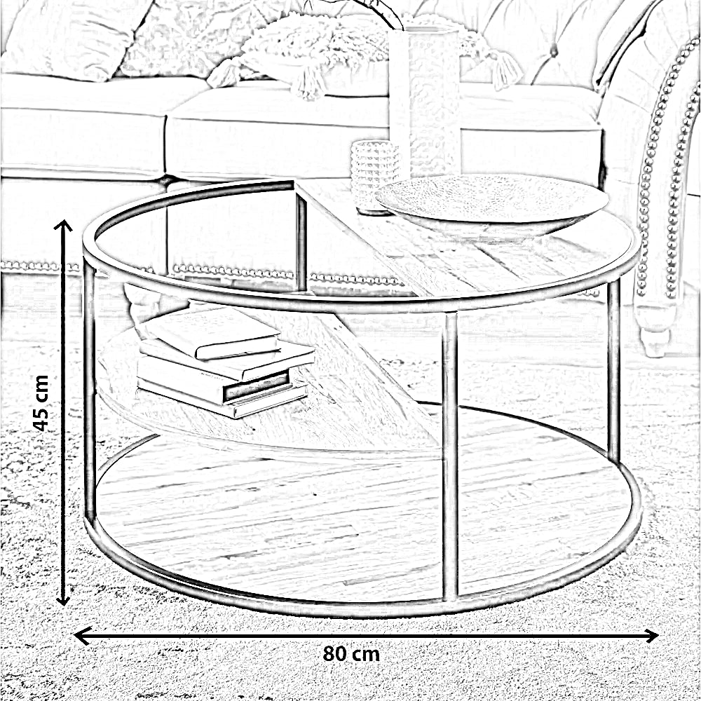 ترابيزة قهوة ستيل وام دي اف، 80*80*45 سم