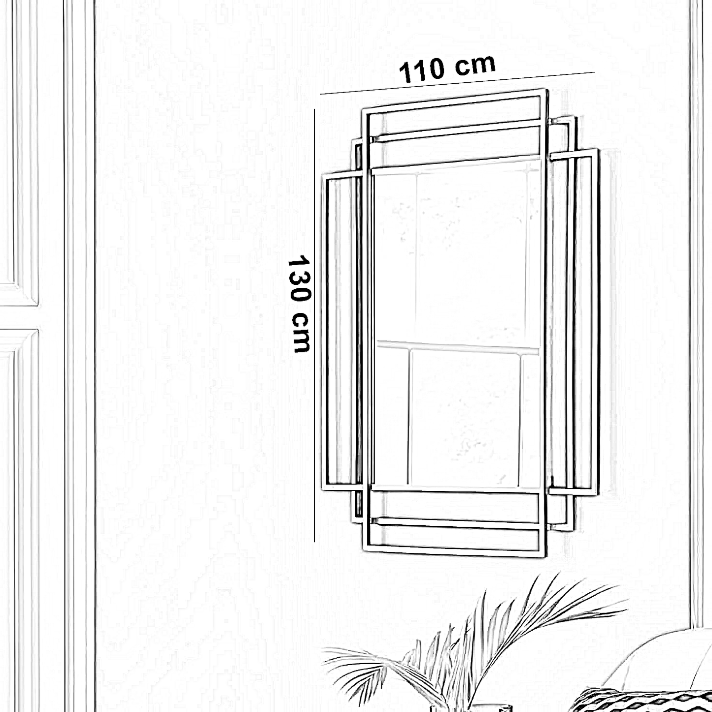 مرايا حائط بإطار ستيل، 110*130 سم