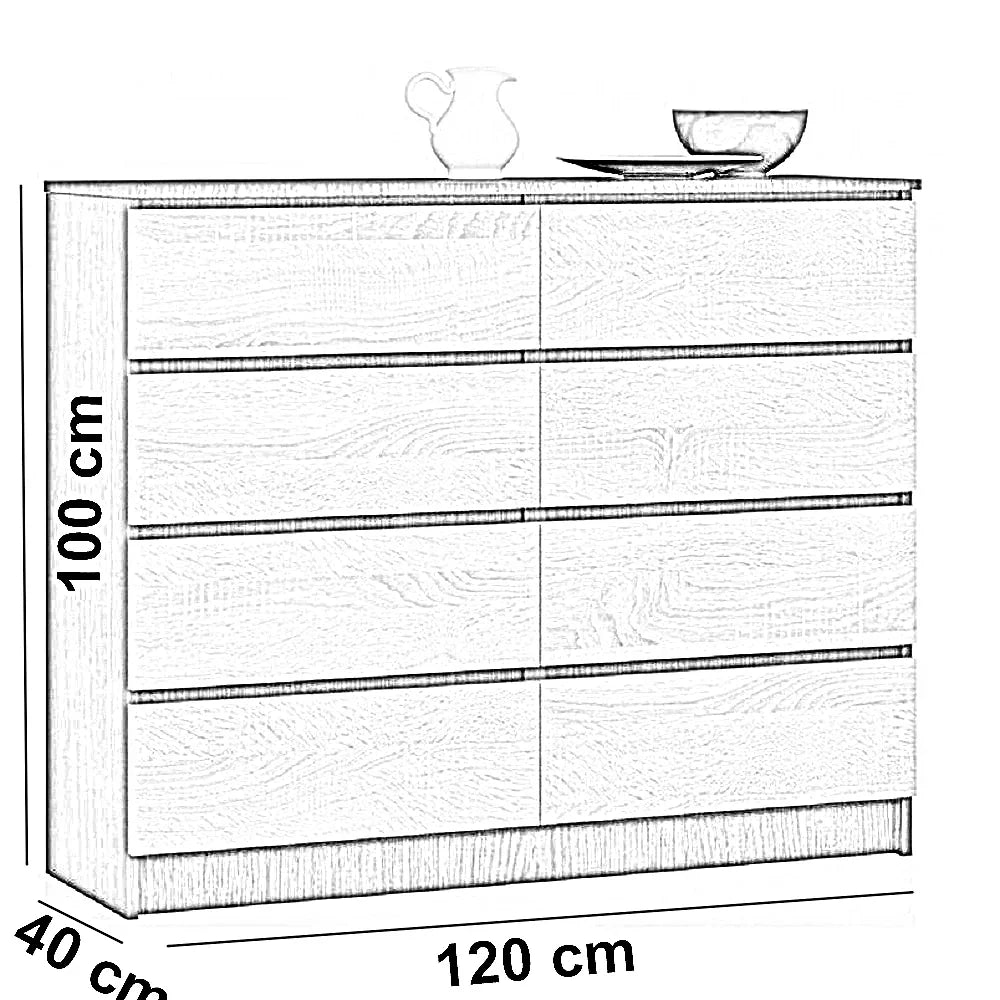 وحدة أدراج خشب ام دي اف، 120*40*100 سم