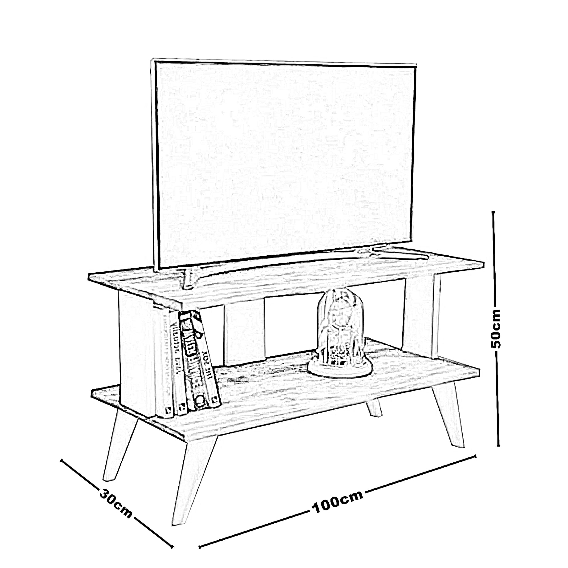 ترابيزة تليفزيون ام دي اف، 100*30*50 سم