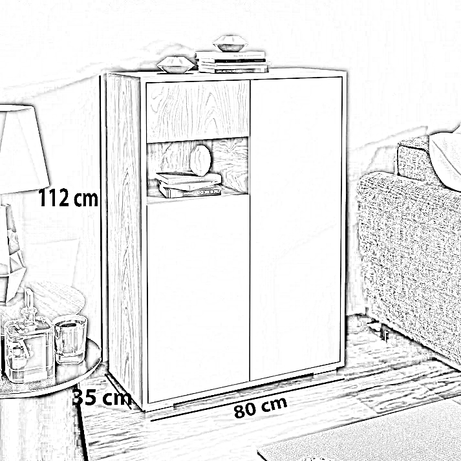 جزامة خشب ام دي اف، 80*35*112 سم