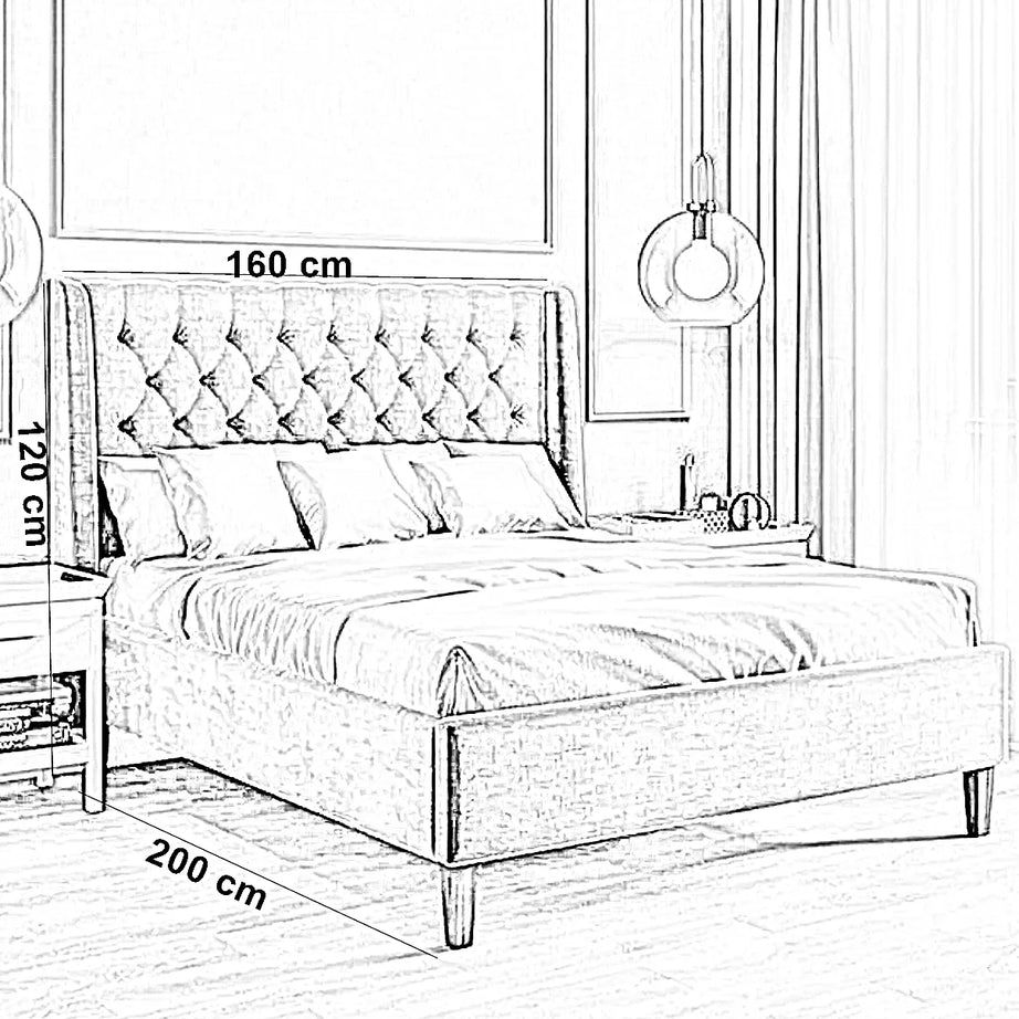 سرير كينج خشب ام دي اف و زان، 160*200*120 سم