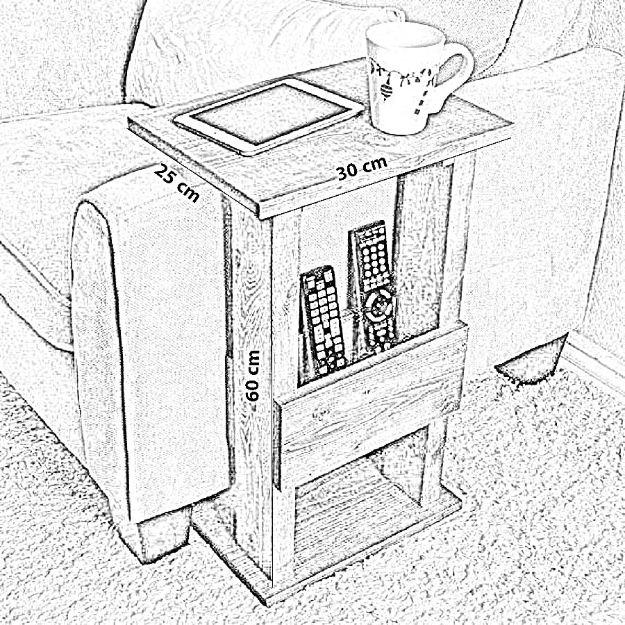 ترابيزة جانبية خشب موسكي، 30*25*60 سم