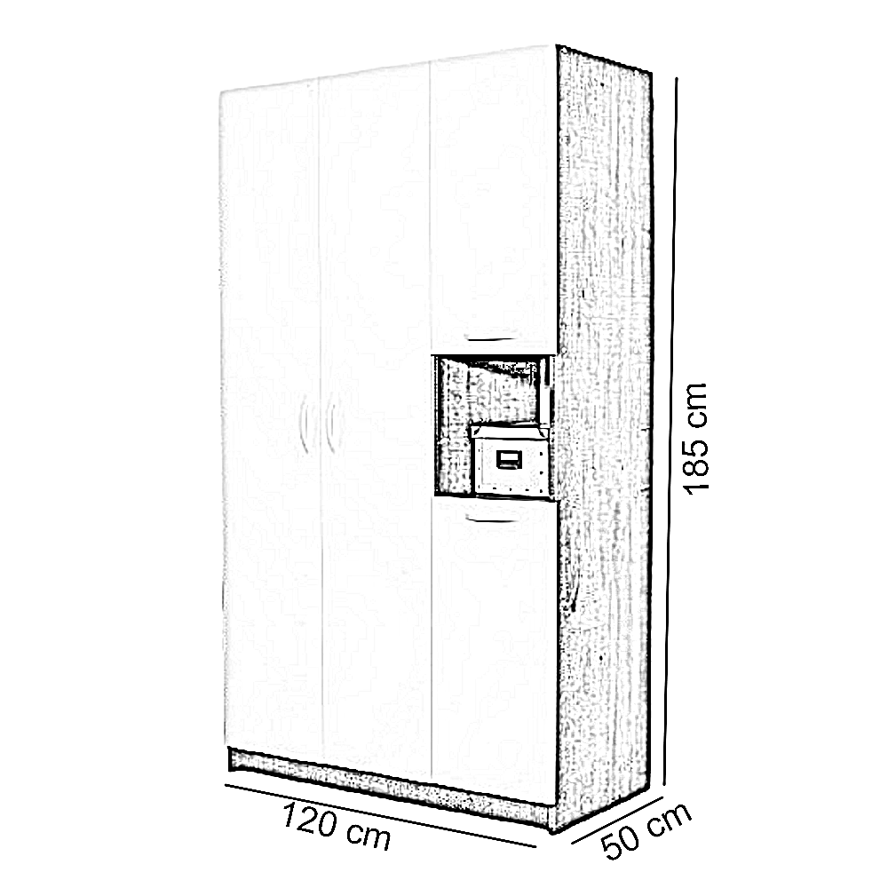 دولاب خشب ام دي اف، 120*50*185 سم