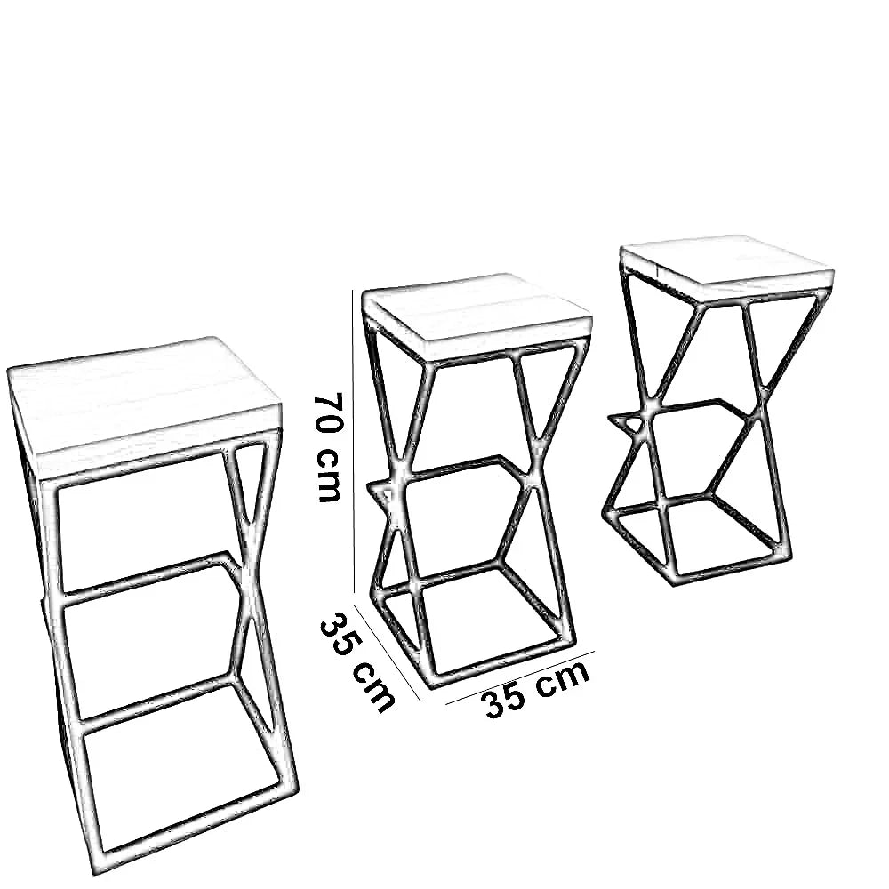 كرسي بار ستيل و ام دي اف، 35*35*70 سم