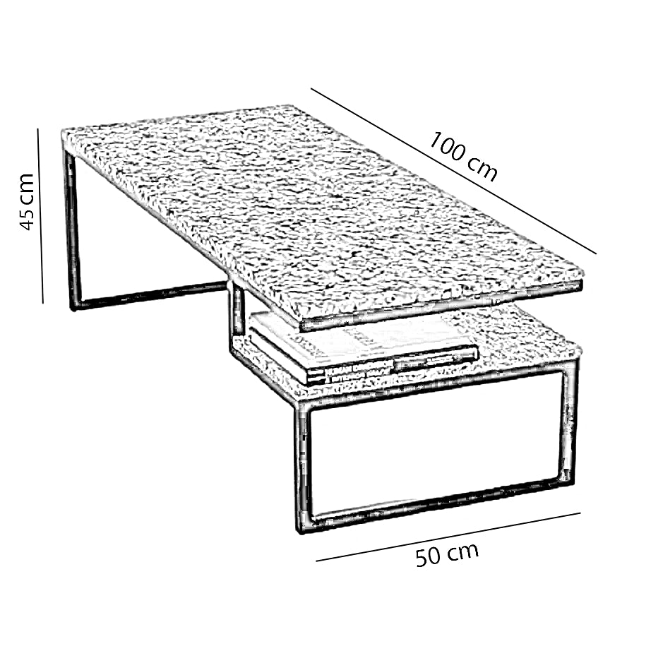 ترابيزة قهوة بسطح جرانيت، 100*50*45 سم