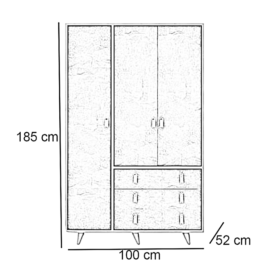 دولاب خشب ام دي اف، 100*52*185 سم