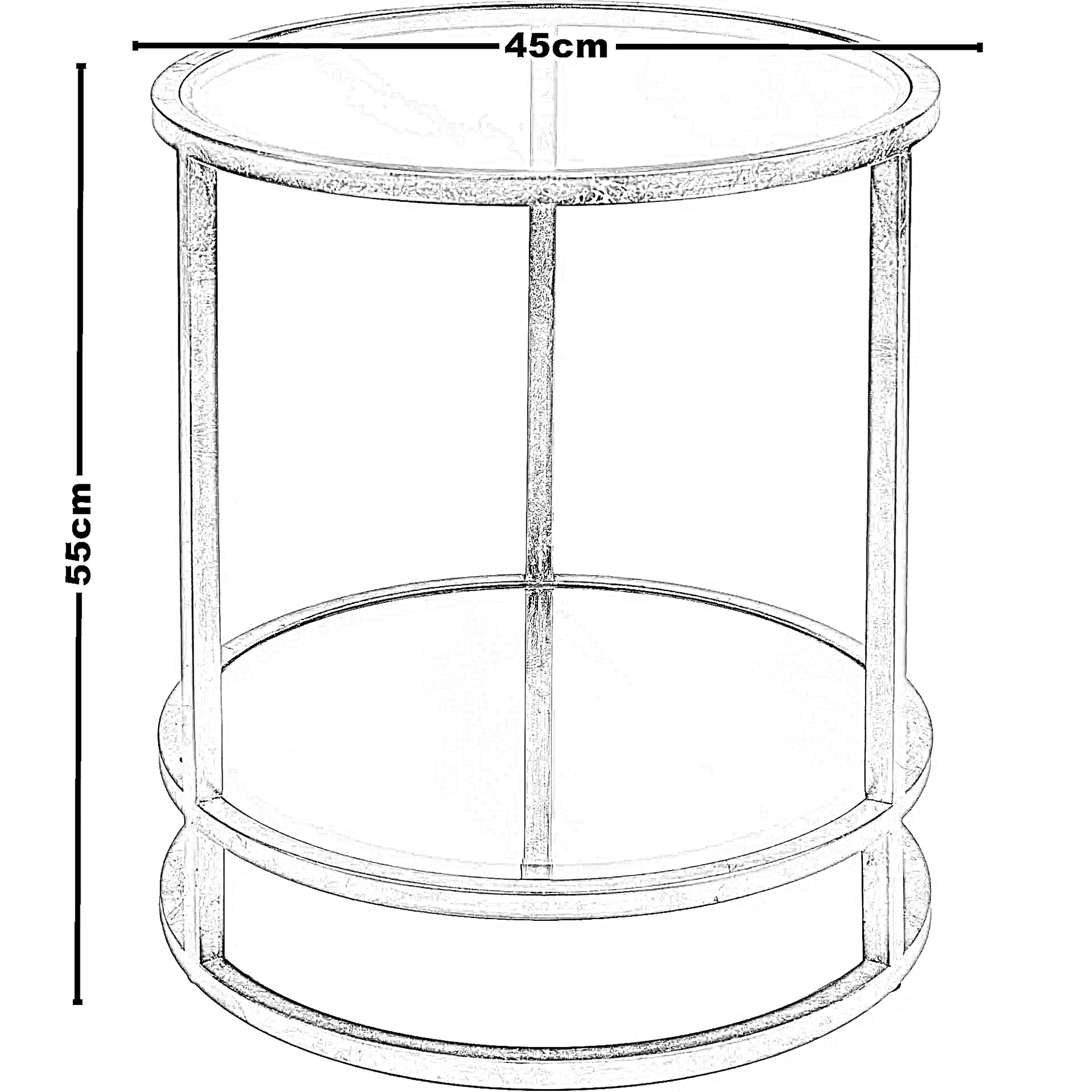 ترابيزة جانبية ستيل بسطح زجاج، 45*45*55 سم