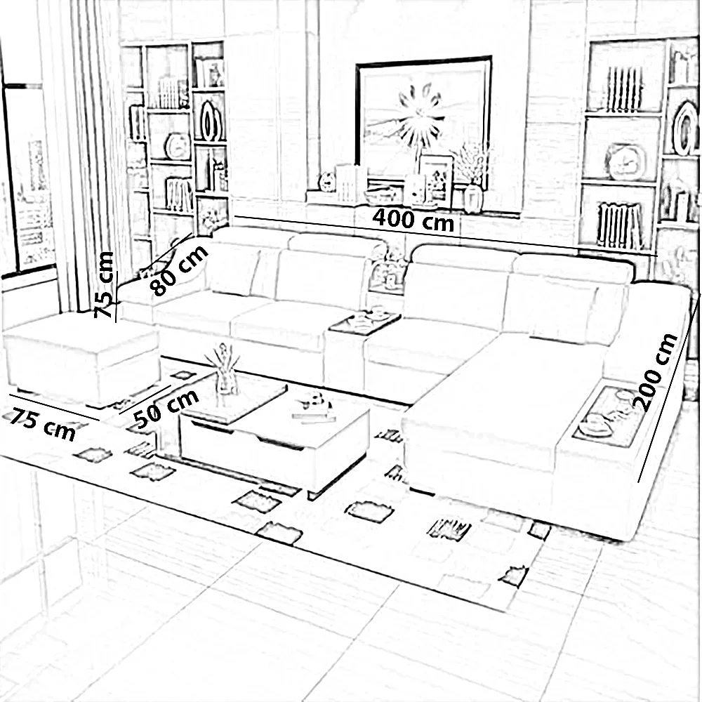 ركنة خشب زان، 400*200*80*75 سم