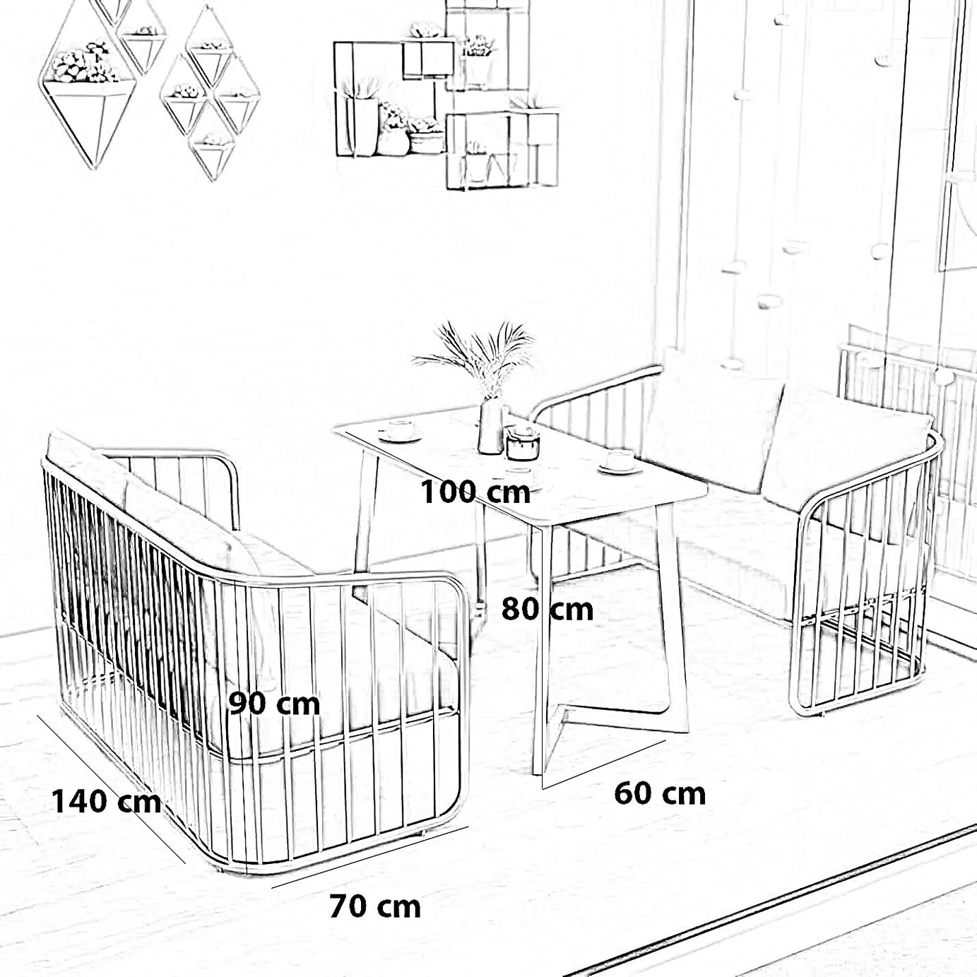 طقم سفرة ستيل وخشب ام دي اف، 3 قطع