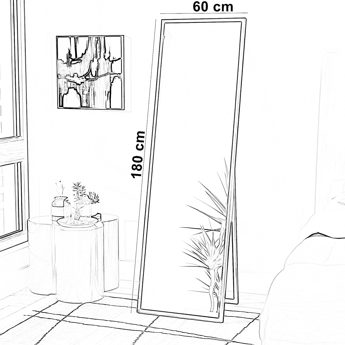 مرايا ستاند بإطار ستيل، 60*180 سم