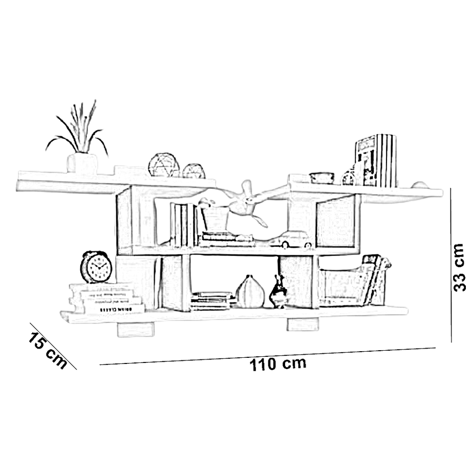 وحدة أرفف ام دي اف، 110*15*33 سم