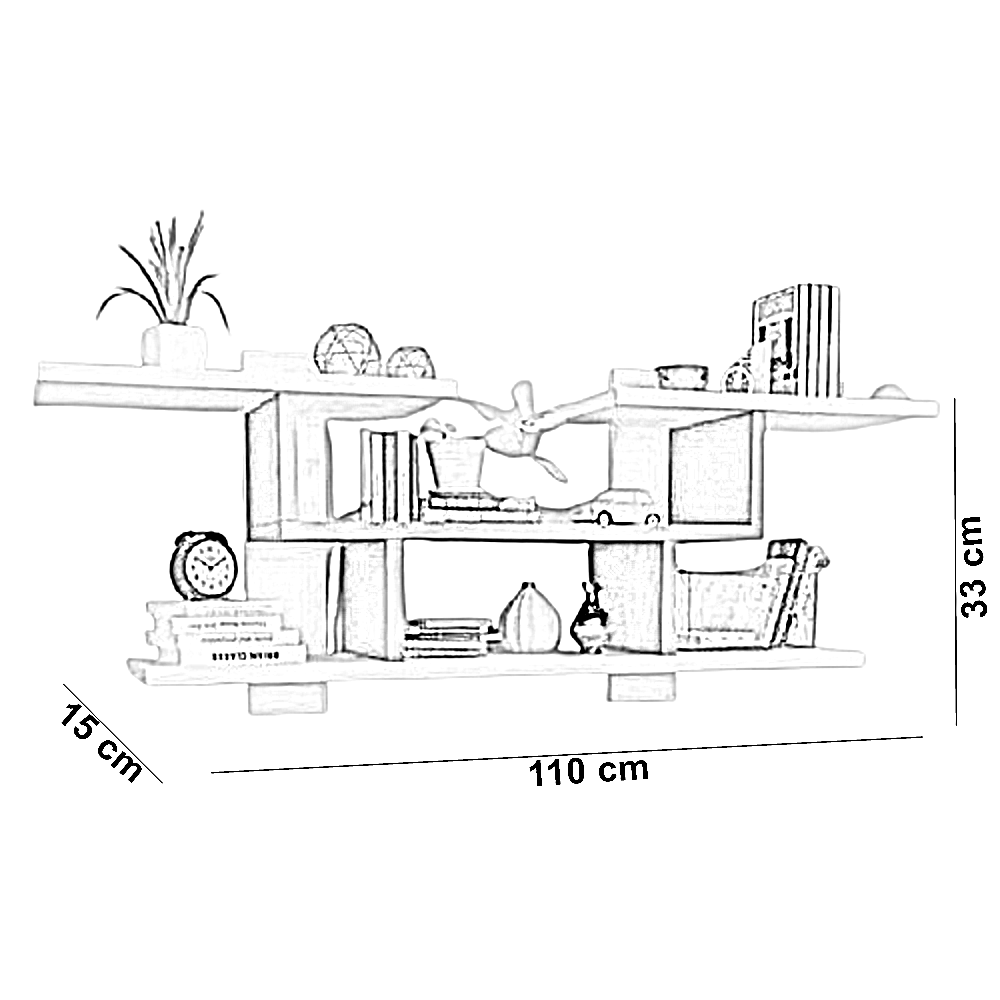 وحدة أرفف ام دي اف، 110*15*33 سم