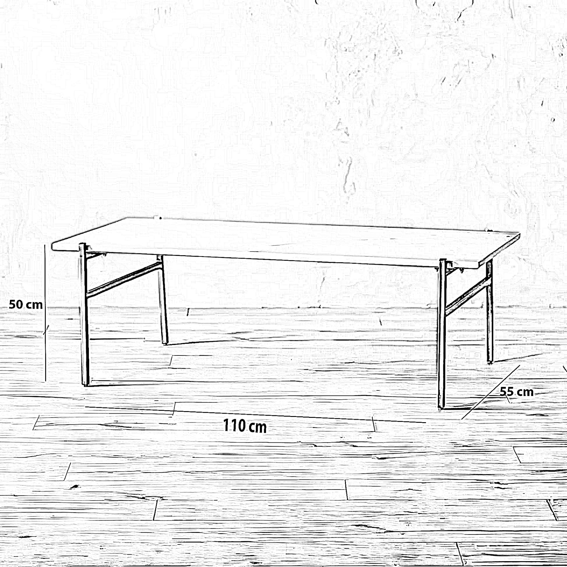 ترابيزة قهوة ستيل، 110*55*50 سم