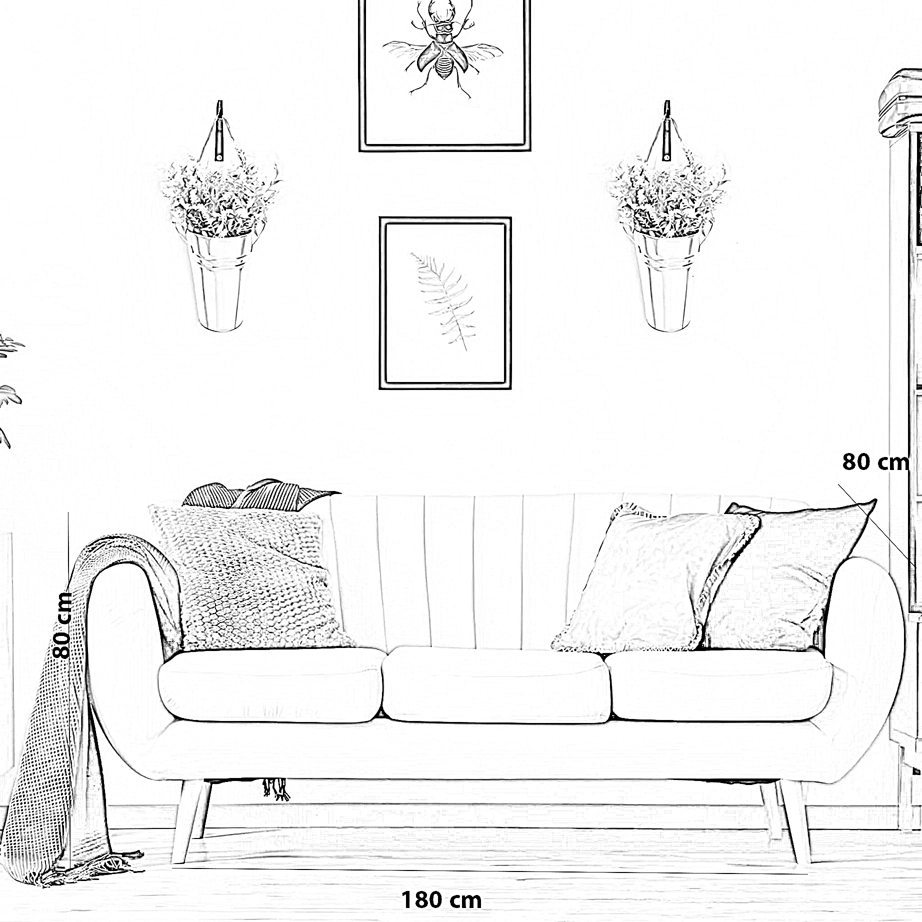 كنبة خشب زان، 180*80*80 سم