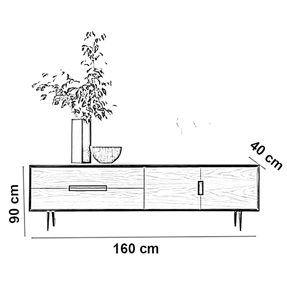 بوفيه خشب ام دي اف، 160*40*90 سم