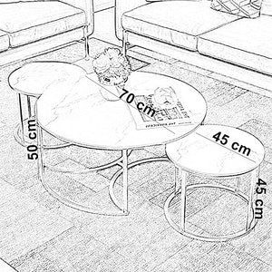 طقم ترابيزات قهوة متداخلة ستيل ورخام، 3 قطع - صورة 3