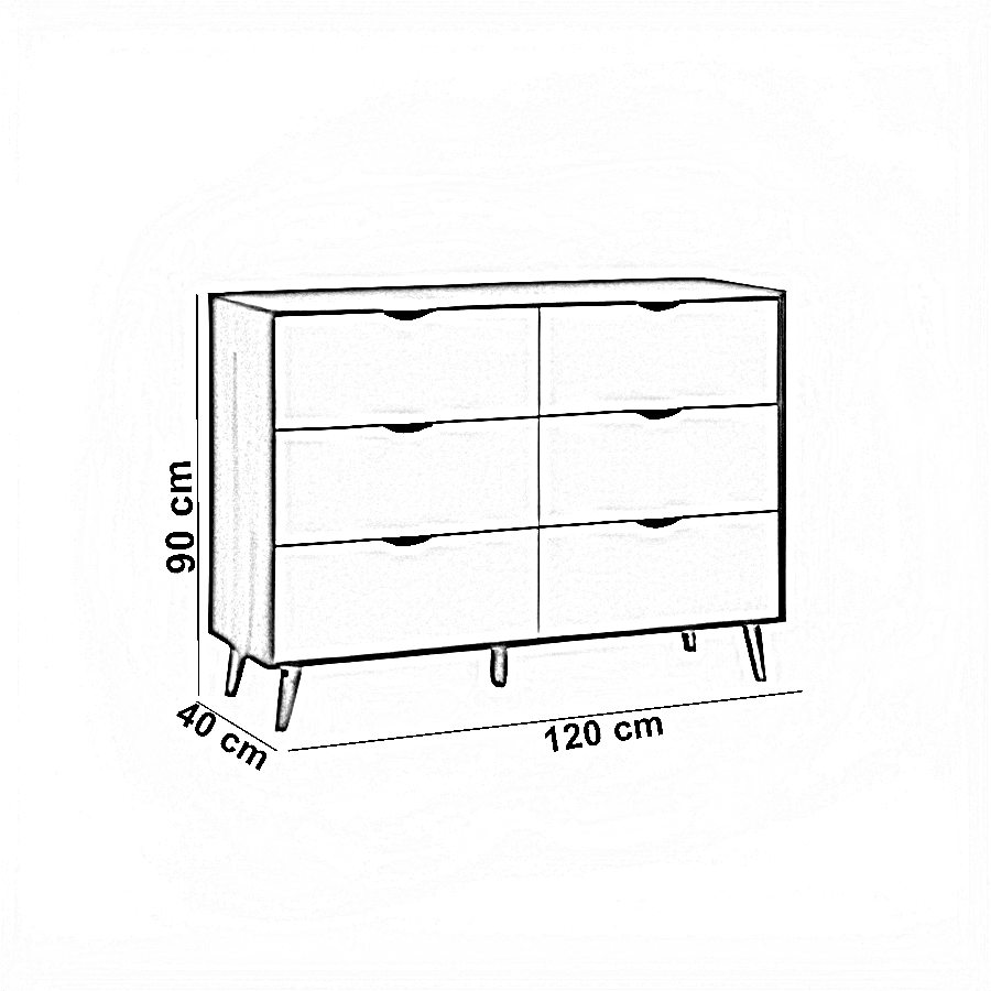 وحدة أدراج خشب ام دي اف، 120*40*90 سم