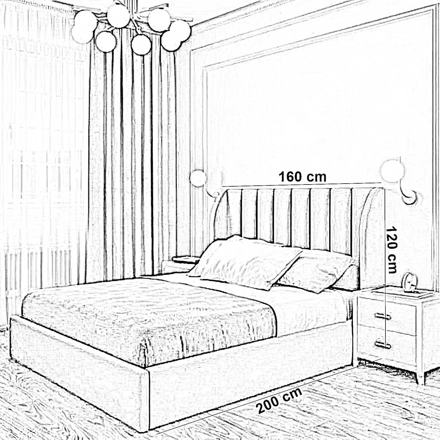 سرير كينج خشب ام دي اف وزان، 160*200*120 سم