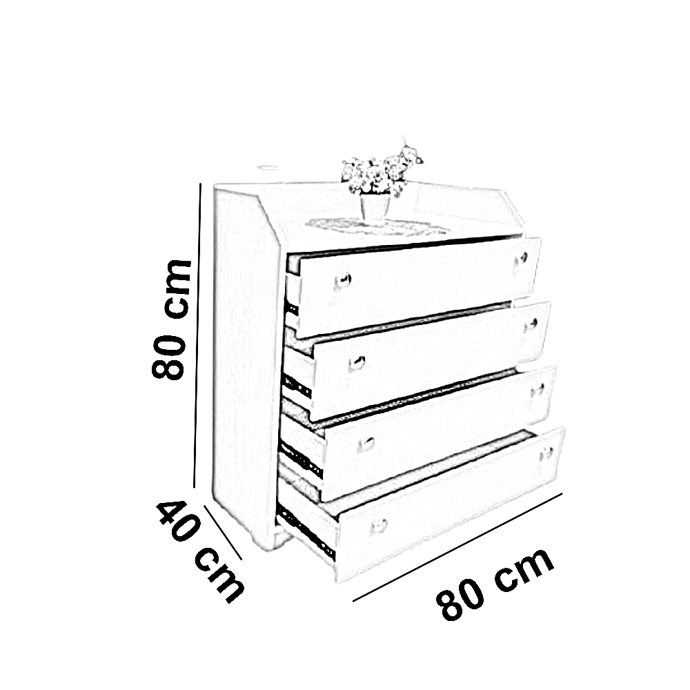 وحدة أدراج خشب ام دي اف، 80*40*80 سم