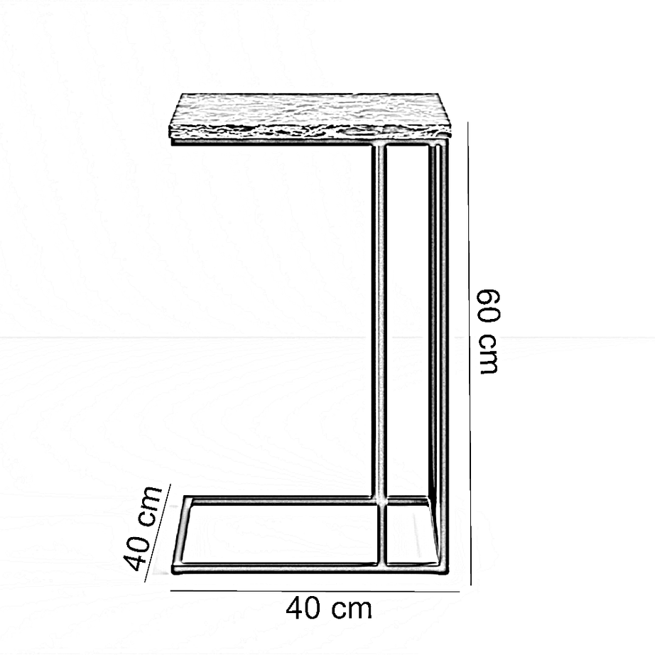 ترابيزة جانبية معدن بسطح جرانيت، 40*40*60 سم