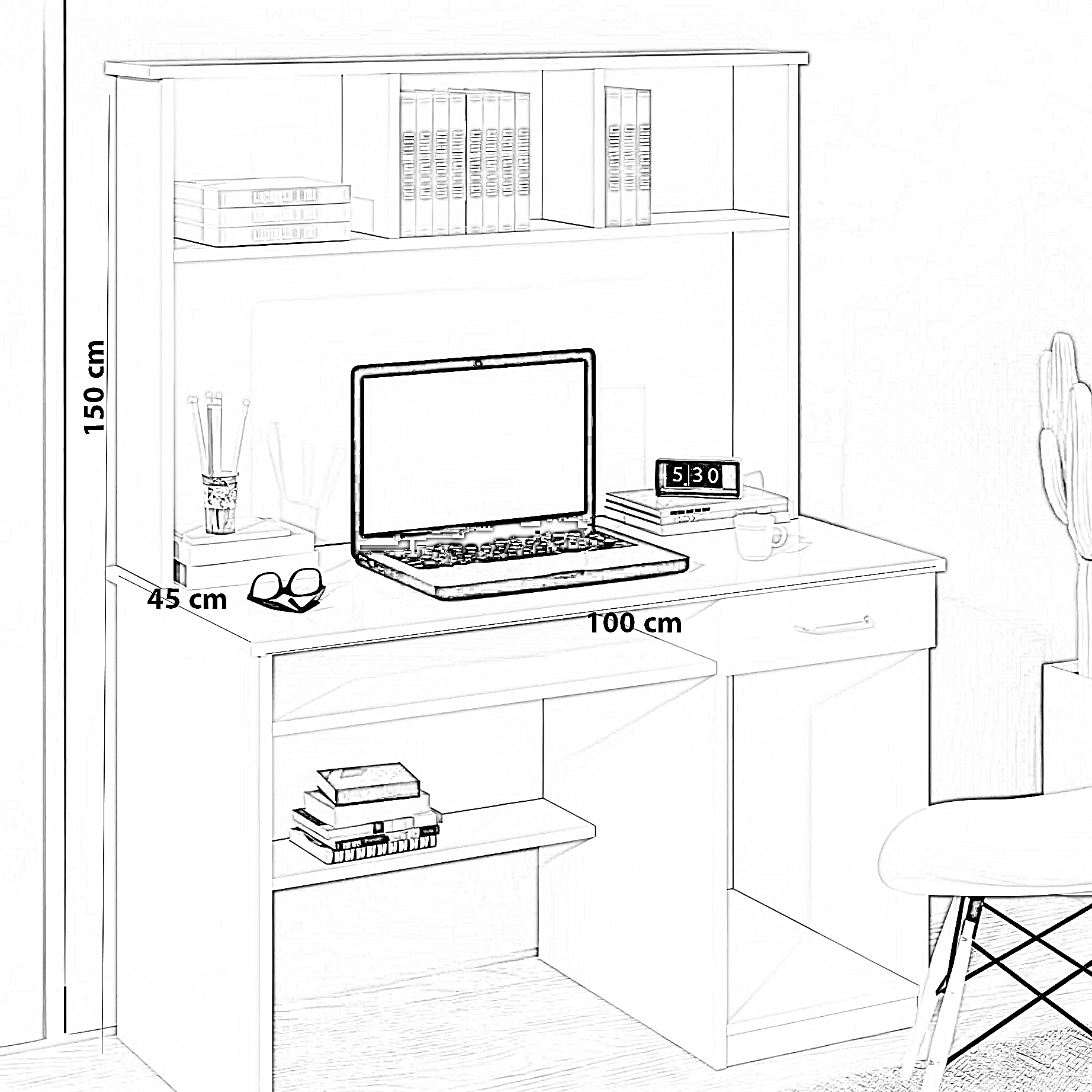 مكتب خشب ام دي اف، 100*45*150 سم