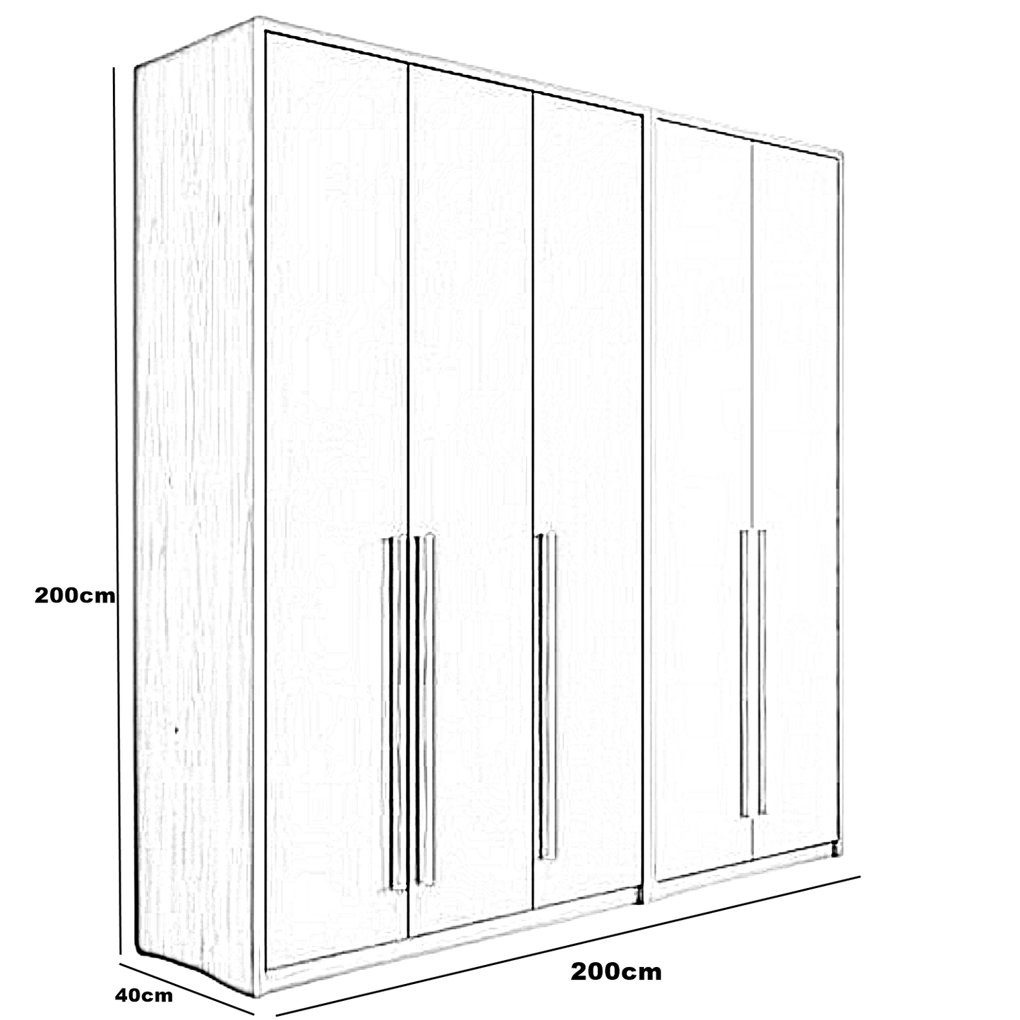 دولاب خشب ام دي اف، 200*40*200 سم