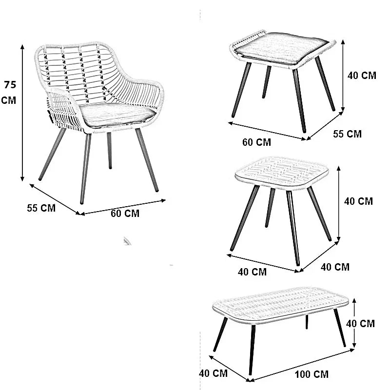 طقم خارجي ستيل و راتان، 9 قطع