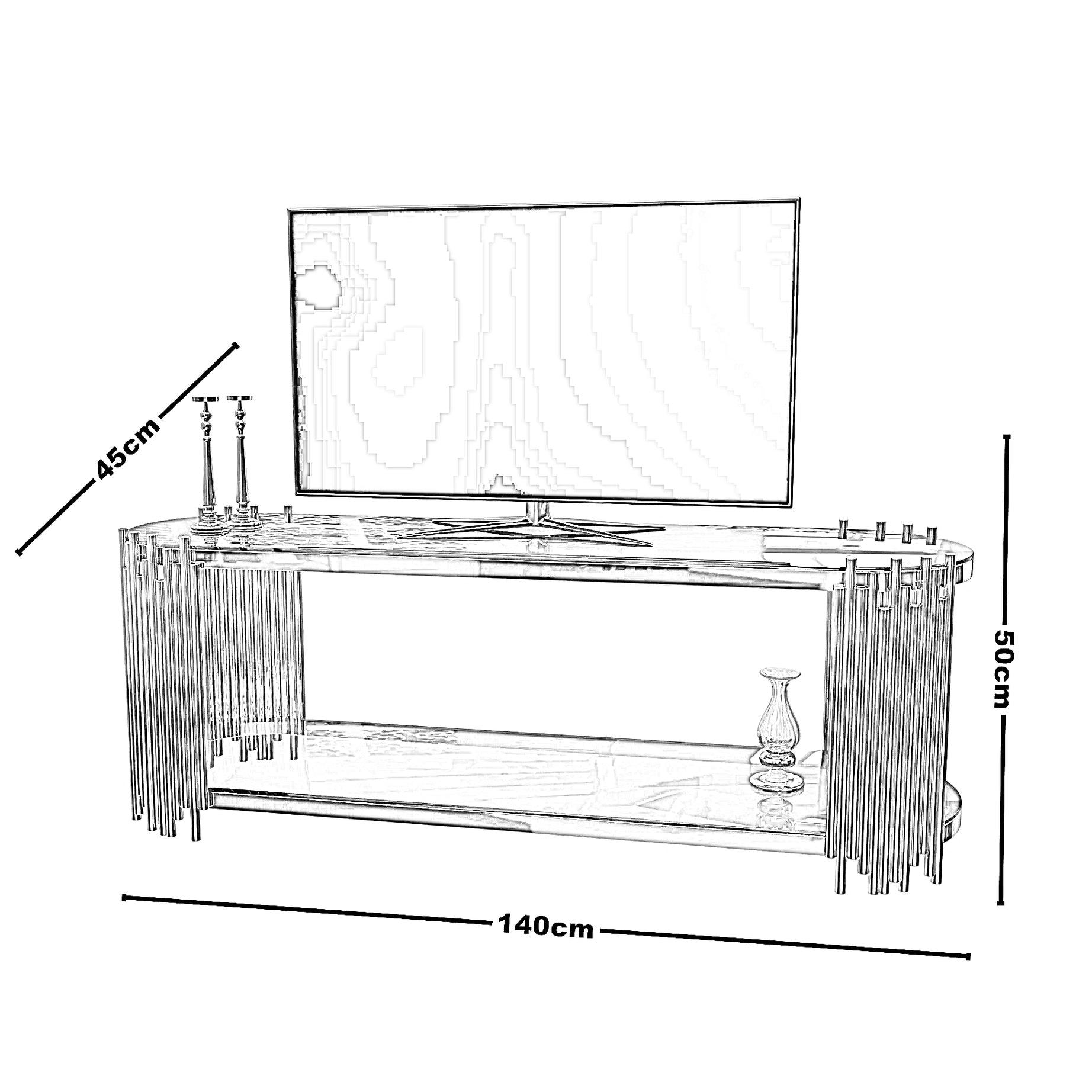 ترابيزة تليفزيون ستيل، 140*45*50 سم