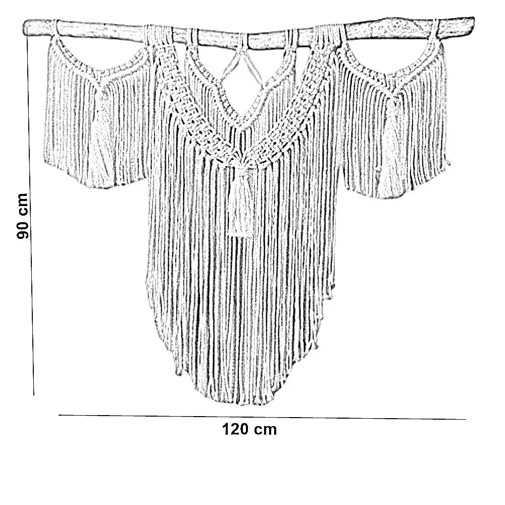 مكرمية حائط خشب، 120*90 سم