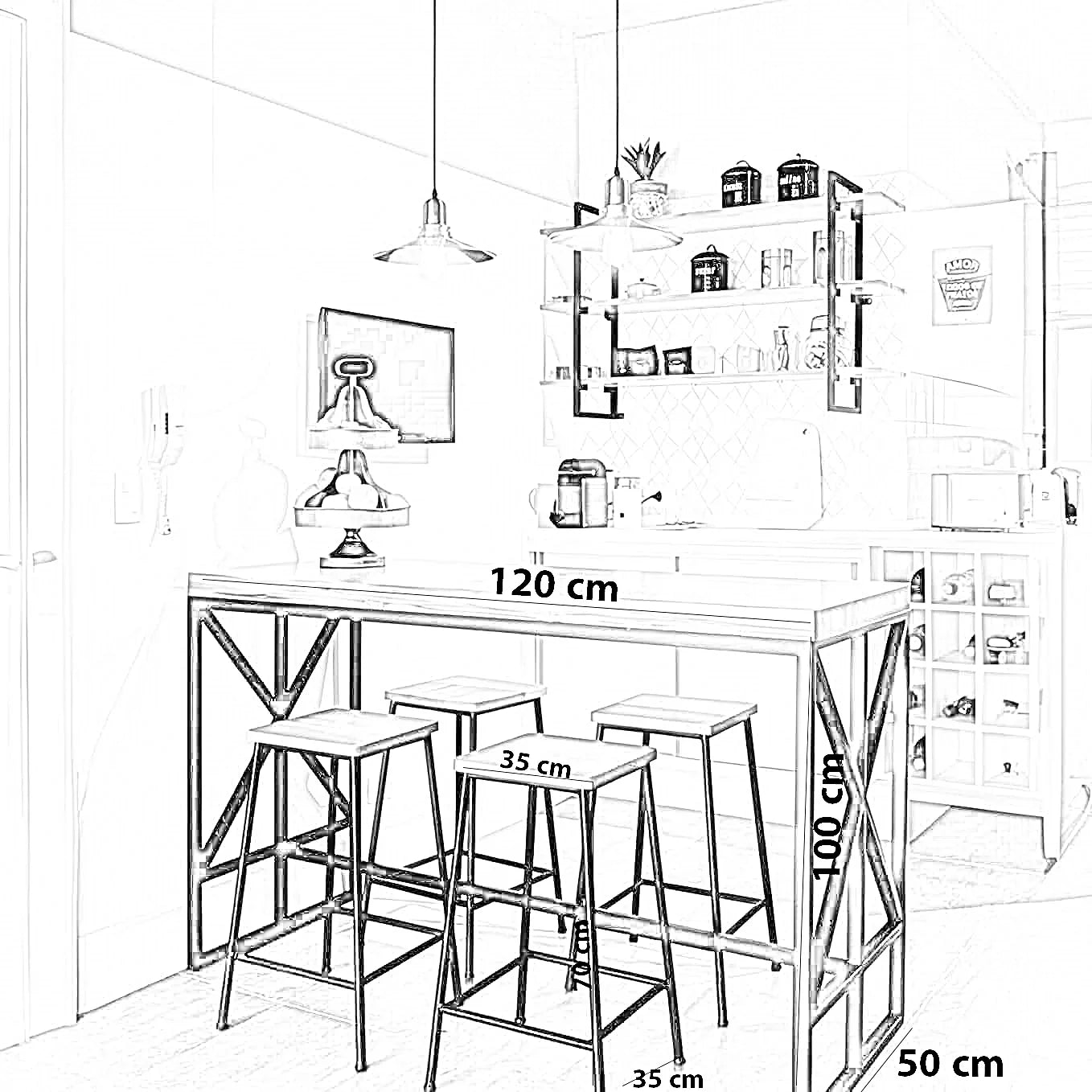 طقم سفرة ستيل وخشب ام دي اف، 5 قطع