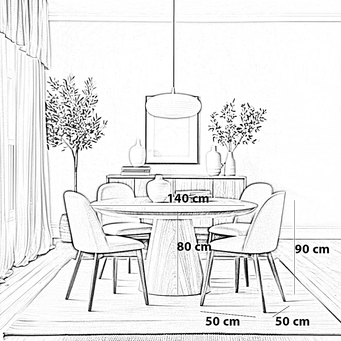طقم سفرة خشب زان و كونتر، 5 قطع