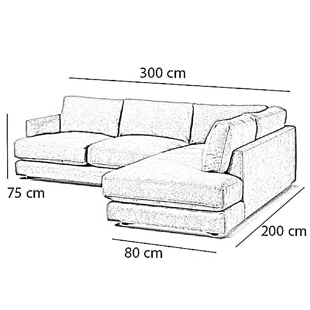 ركنة خشب زان، 300*200*75 سم