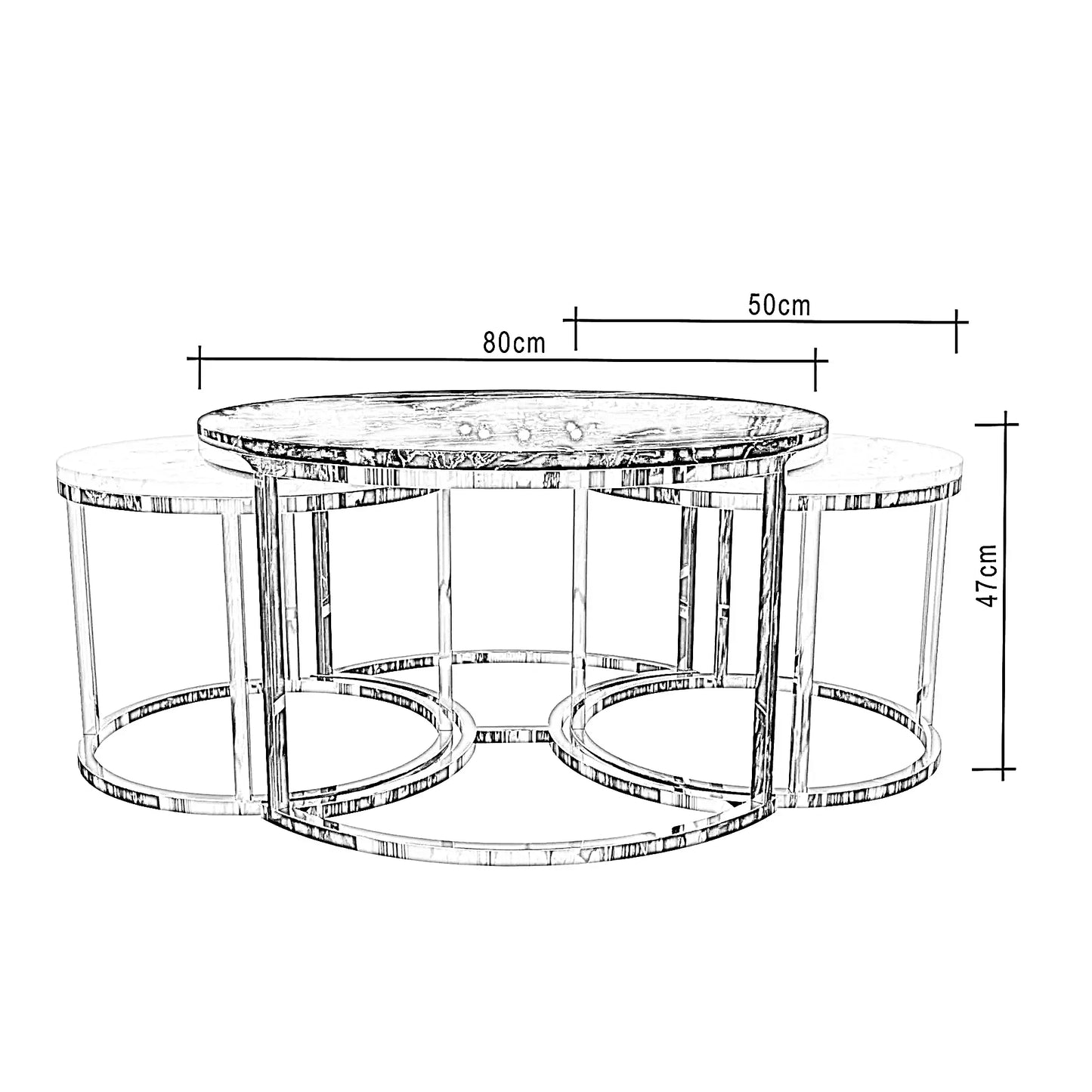 طقم ترابيزة قهوة ستيل، 3 قطع
