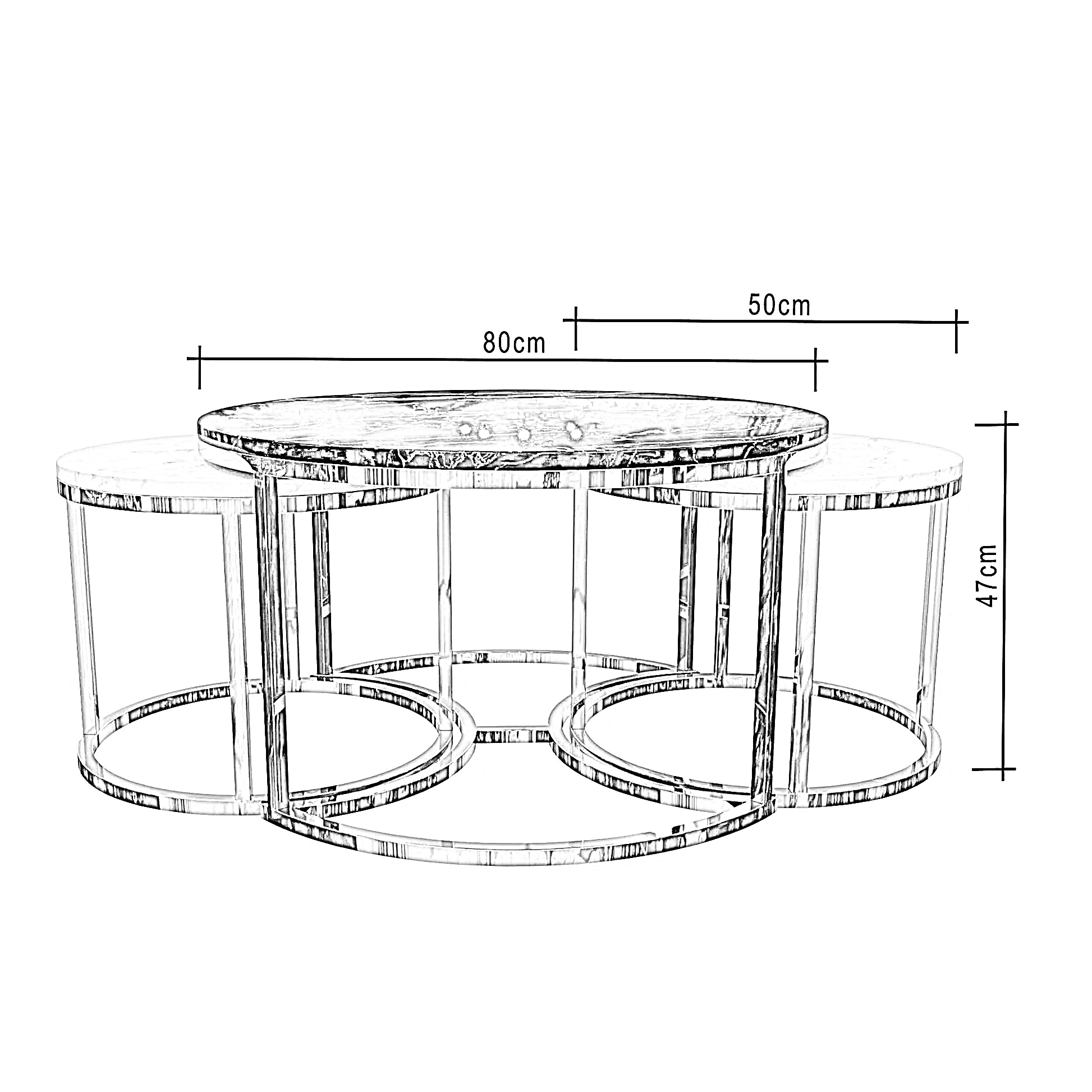 طقم ترابيزة قهوة ستيل، 3 قطع