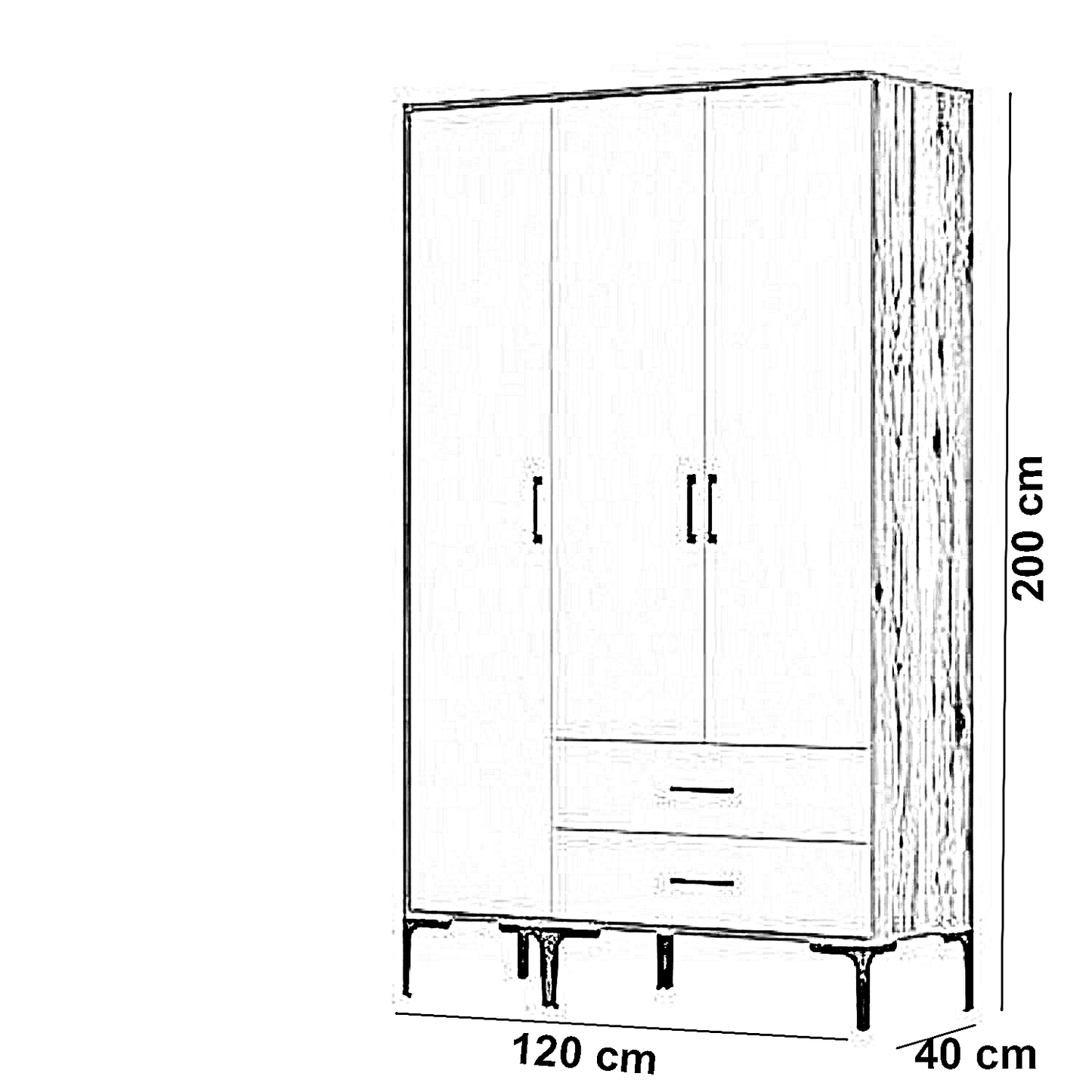 دولاب خشب ام دي اف، 120*40*200 سم