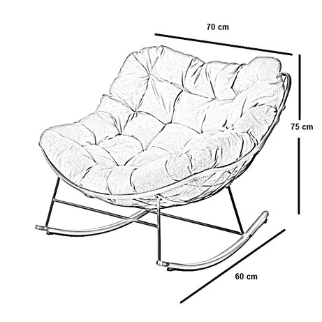 كرسي هزاز خارجي ستيل وراتان، 70*60*75 سم
